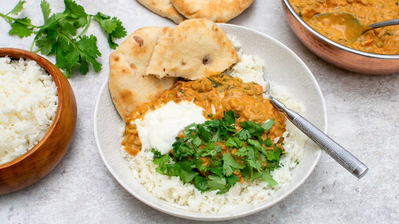 Lentil Curry Over Cauliflower Rice