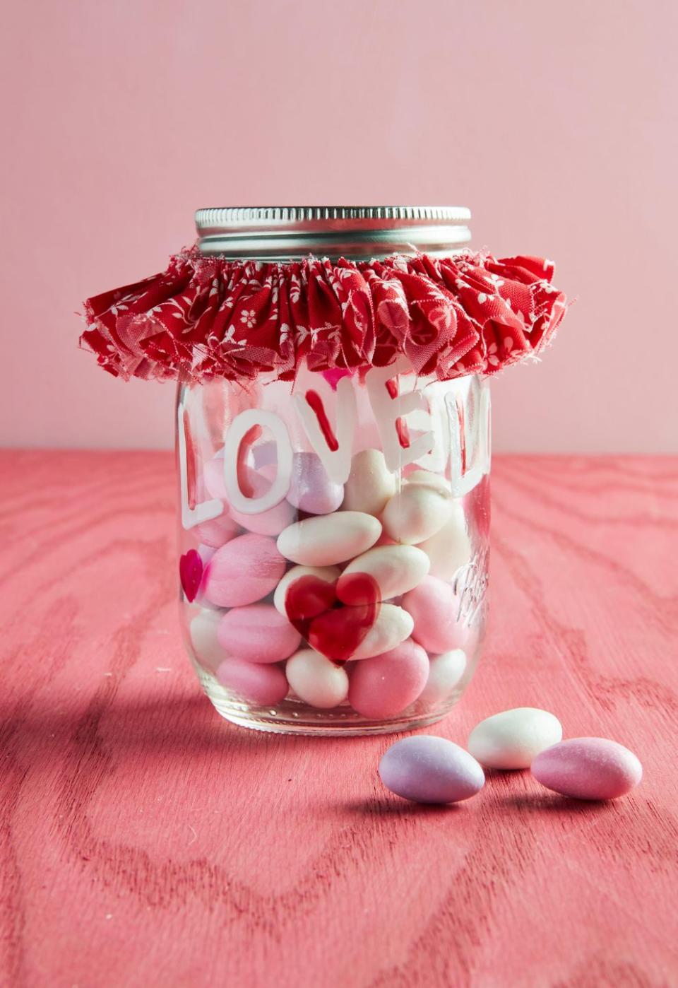 Decorated Valentine's Candy Jar