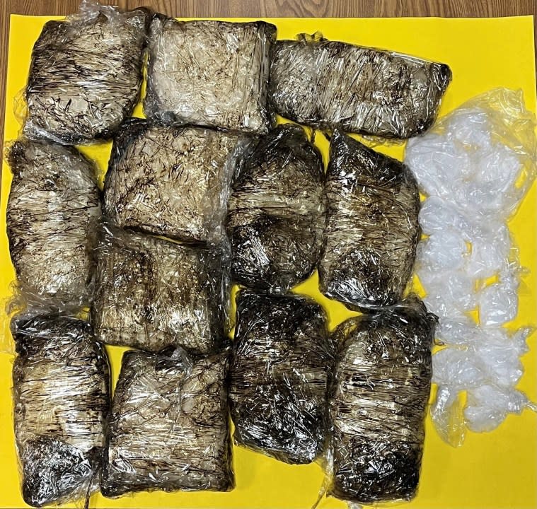 Police recovered approximately 12 pounds of suspected methamphetamine after a traffic stop Sunday night (Santa Rosa Police Department).