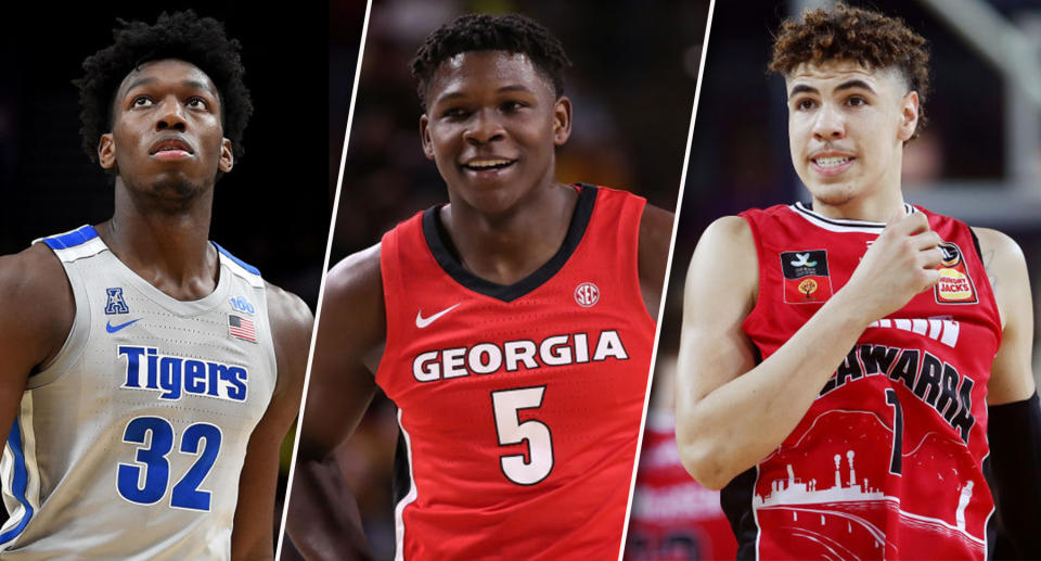 Len Wiseman, Anthony Edwards, LaMelo Ball. (Photos by Steve Dykes/Christian Petersen/Anthony Au-Yeung/Getty Images)