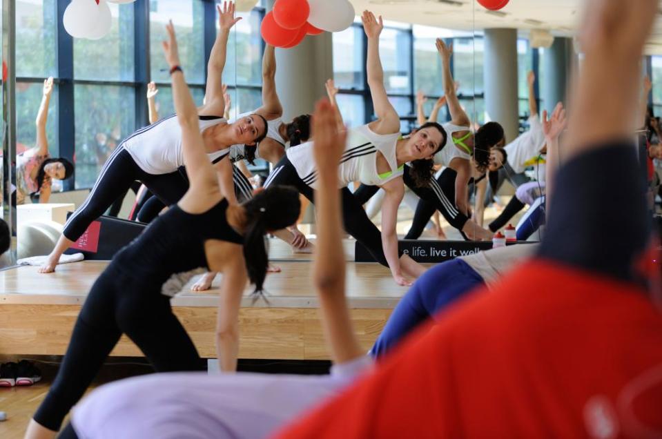 Fitness instructor during class at the gym