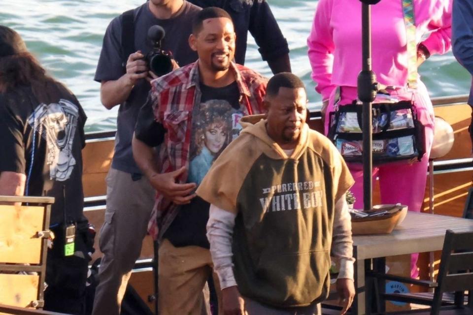 <p>Backgrid/MEGA</p> Will Smith and Martin Lawrence on the set of Bad Boys 4 on Feb. 24, 2024