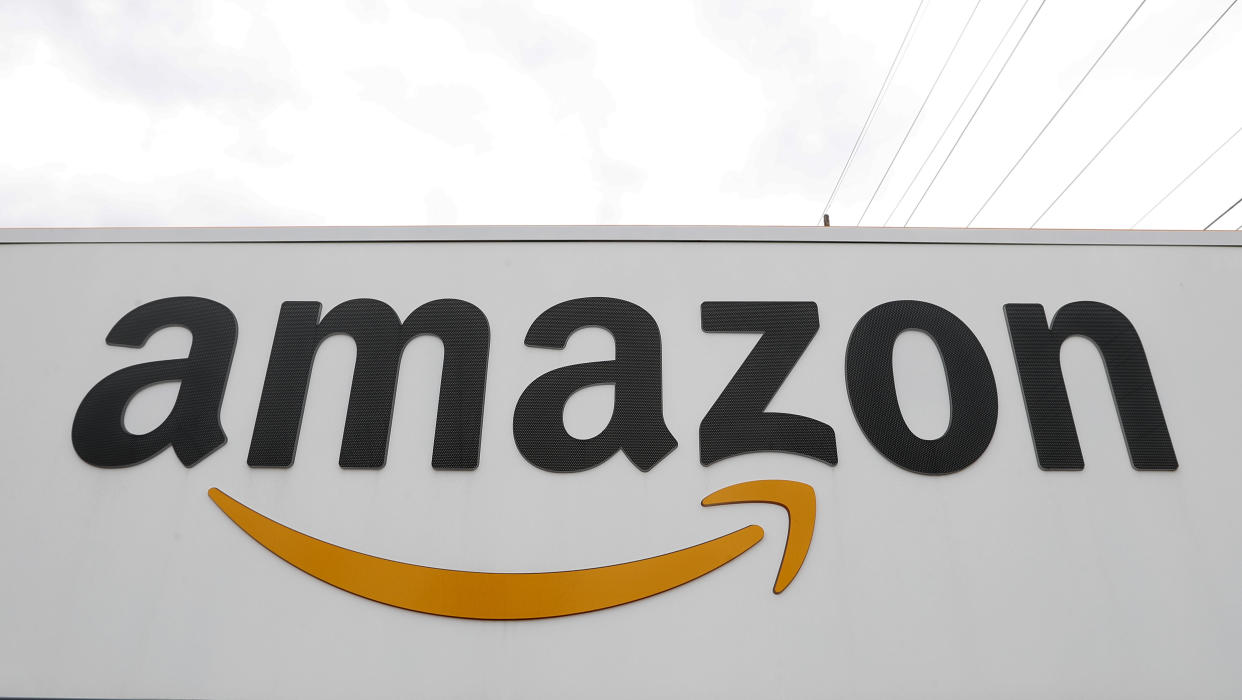 The Amazon DTW1 fulfillment center is shown in Romulus, Mich., April 1, 2020. (AP Photo/Paul Sancya)