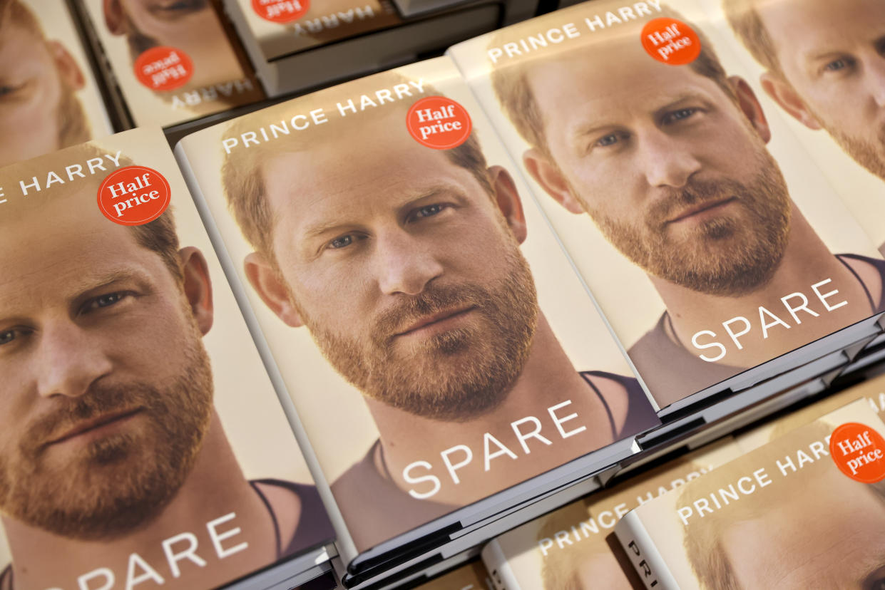 LONDON, ENGLAND - JANUARY 10: Copies of Prince Harry's new book 'Spare' on sale in a bookshop in Richmond, London on January 10, 2023 in London, England. Prince Harry's memoir 