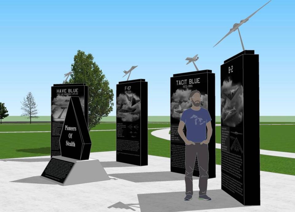 Final design concept for the memorial. <em>Pioneers of Stealth</em>