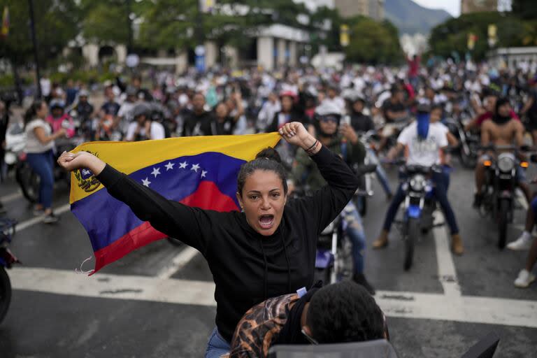 Protestas por la reelección del presidente Nicolás Maduro en Caracas.