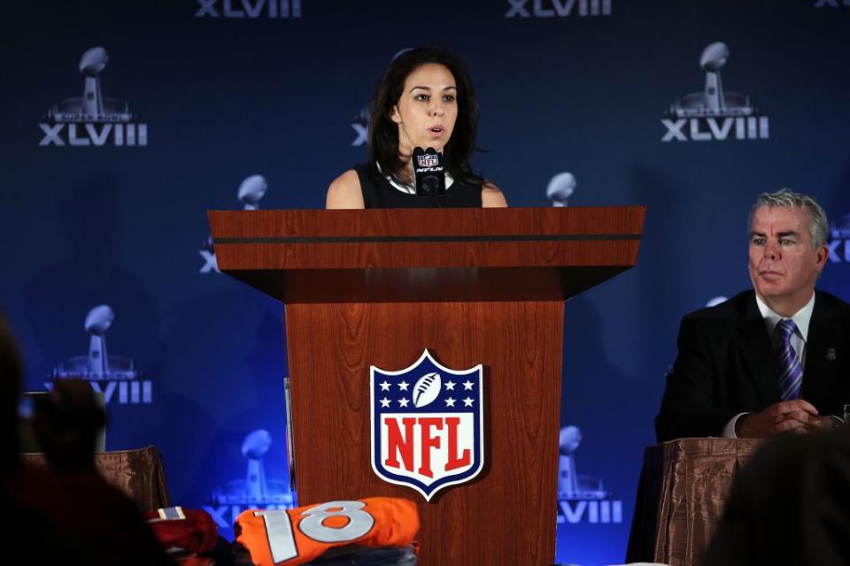 Officials In NYC Hold News Conference On Counterfeit Super Bowl Merchandise