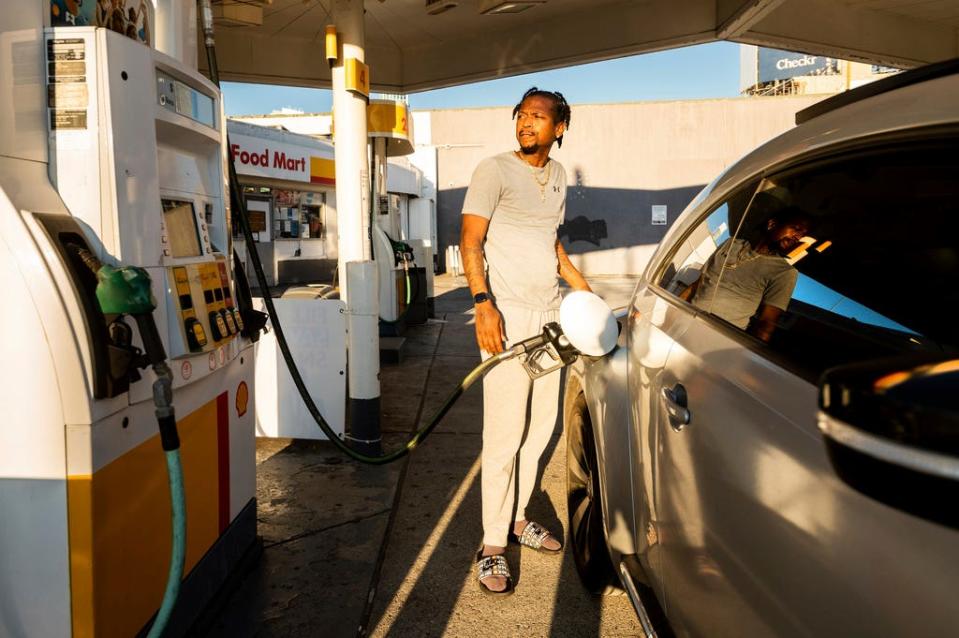 A motorist fills up at a Shell station in San Francisco in this November file photo .