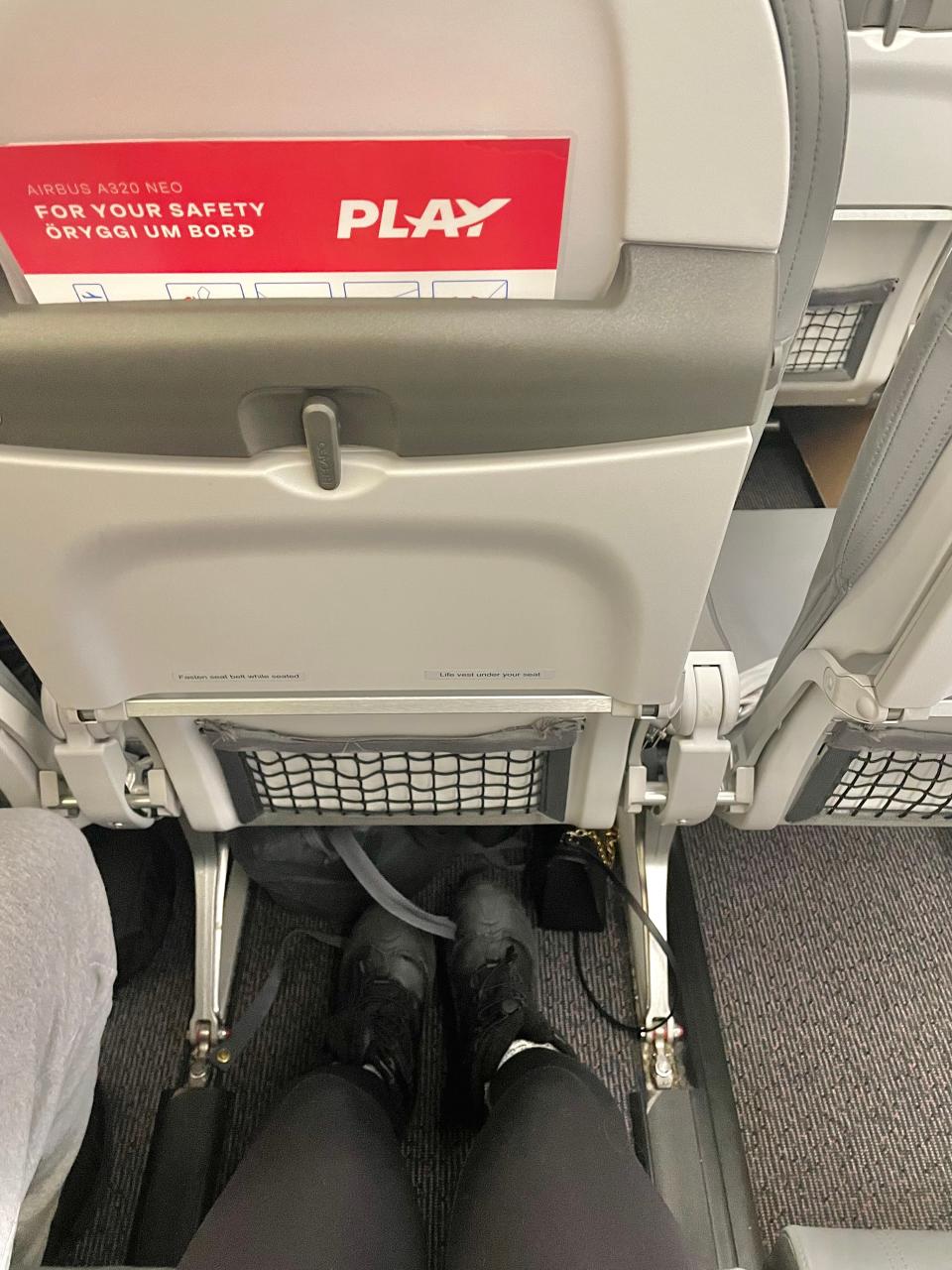 Photo of legroom in extra legroom seats on PLAY Airlines airplane Asia London Palomba PLAY Airlines review