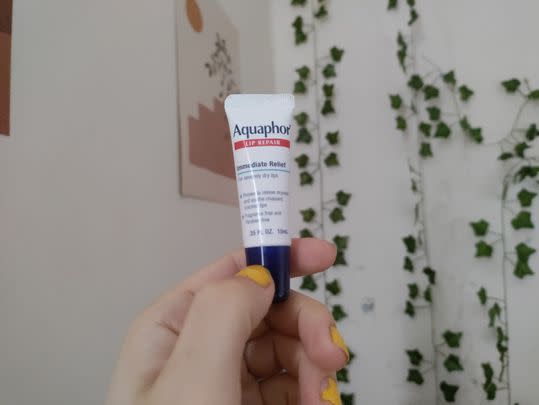 This Aquaphor lip balm has been the only salve for my dry, cracked lips.