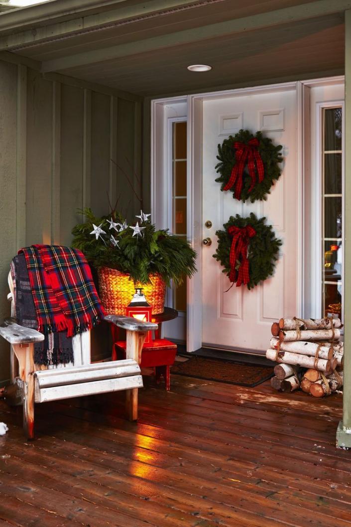 <p>More is more, especially when it comes to the holiday season. Stack two wreaths of your choice—using a fishing line to keep them in place—then spruce them up with plaid bows for a dose of cheer. </p><p><a class="link " href="https://www.amazon.com/Buffalo-Christmas-Decorations-Farmhouse-Ornament/dp/B08HD96JGV/ref=sr_1_1_sspa?tag=syn-yahoo-20&ascsubtag=%5Bartid%7C10067.g.42146682%5Bsrc%7Cyahoo-us" rel="nofollow noopener" target="_blank" data-ylk="slk:Shop Now">Shop Now</a></p>