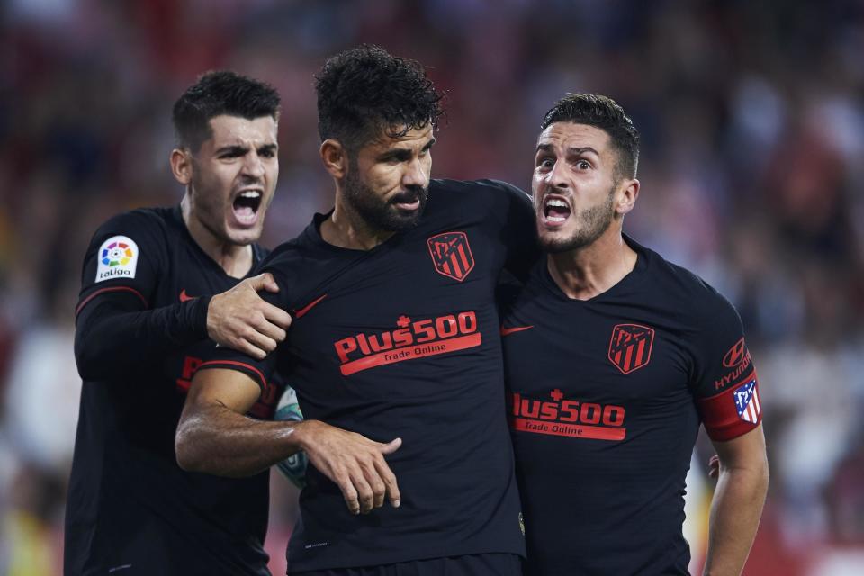 Atletico have lost a number of key figures, while Diego Costa (centre) has struggled with injury (Getty Images)