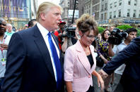 <p>Former Alaska Gov. Sarah Palin walks with Trump in New York City on May 31, 2011. <i>(Photo: Craig Ruttle/AP)</i> </p>