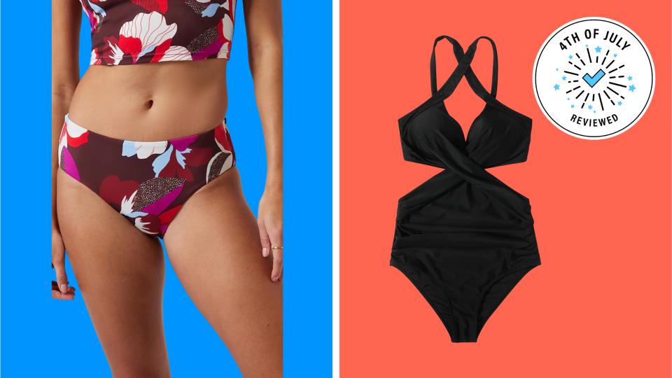 Save big with 4th of July swimwear deals on bathing suits from American Eagle, Athleta and more.