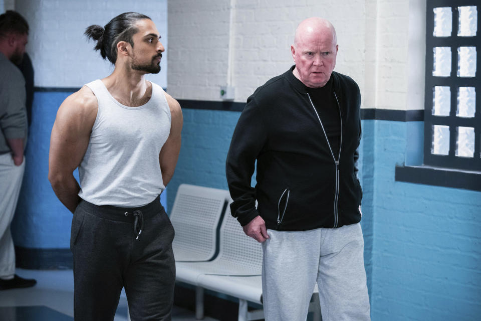 EastEnders,04-07-2022,6514,Ravi (AARON THIARA);Phil Mitchell (STEVE MCFADDEN),***EMBARGOED TILL TUESDAY 28TH JUNE 2022***, BBC, Jack Barnes/Kieron McCarron