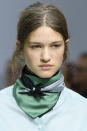 <p><i>Green and blue color-blocked scarf from the SS18 Margaret Howell collection. (Photo: ImaxTree) </i></p>