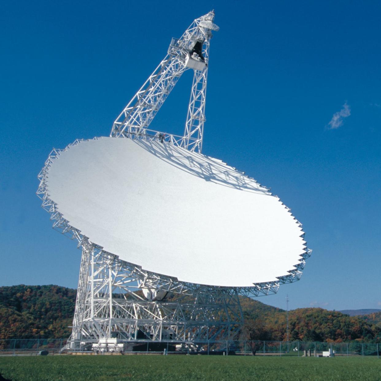 Radio observatories like the Green Bank Telescope are in radio quiet zones that protect them from interference. <a href="https://public.nrao.edu/gallery/green-bank-telescope/" rel="nofollow noopener" target="_blank" data-ylk="slk:NRAO/AUI/NSF;elm:context_link;itc:0;sec:content-canvas" class="link ">NRAO/AUI/NSF</a>, <a href="http://creativecommons.org/licenses/by/4.0/" rel="nofollow noopener" target="_blank" data-ylk="slk:CC BY;elm:context_link;itc:0;sec:content-canvas" class="link ">CC BY</a>