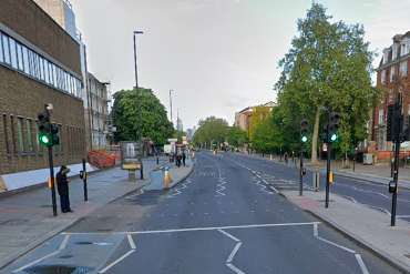 The incident took place on Bow Road, near Thames Magistrates' Court, in east London: Google streetview