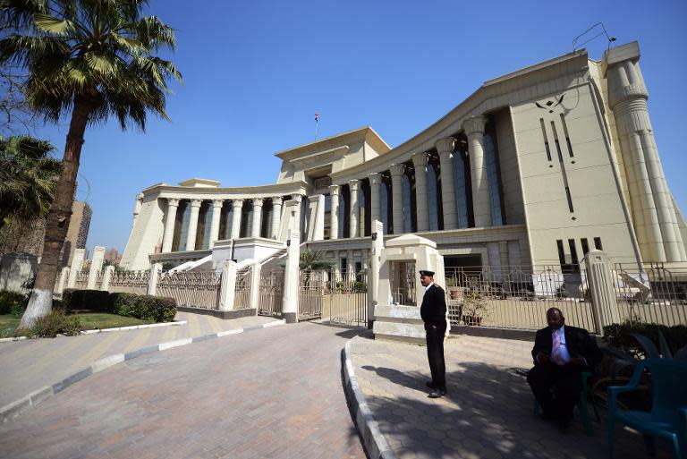 An Egyptian soldier stands guard outside the constitutional court in Cairo, on March 1, 2015