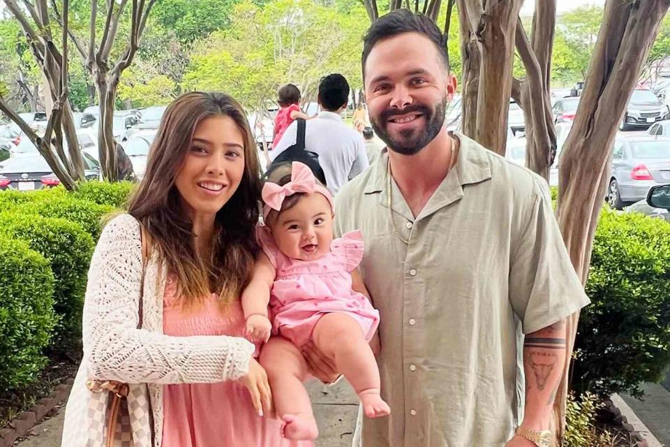 <p>April Marie/Instagram</p> April Marie Melohn and Cody Cooper with their daughter Mila.
