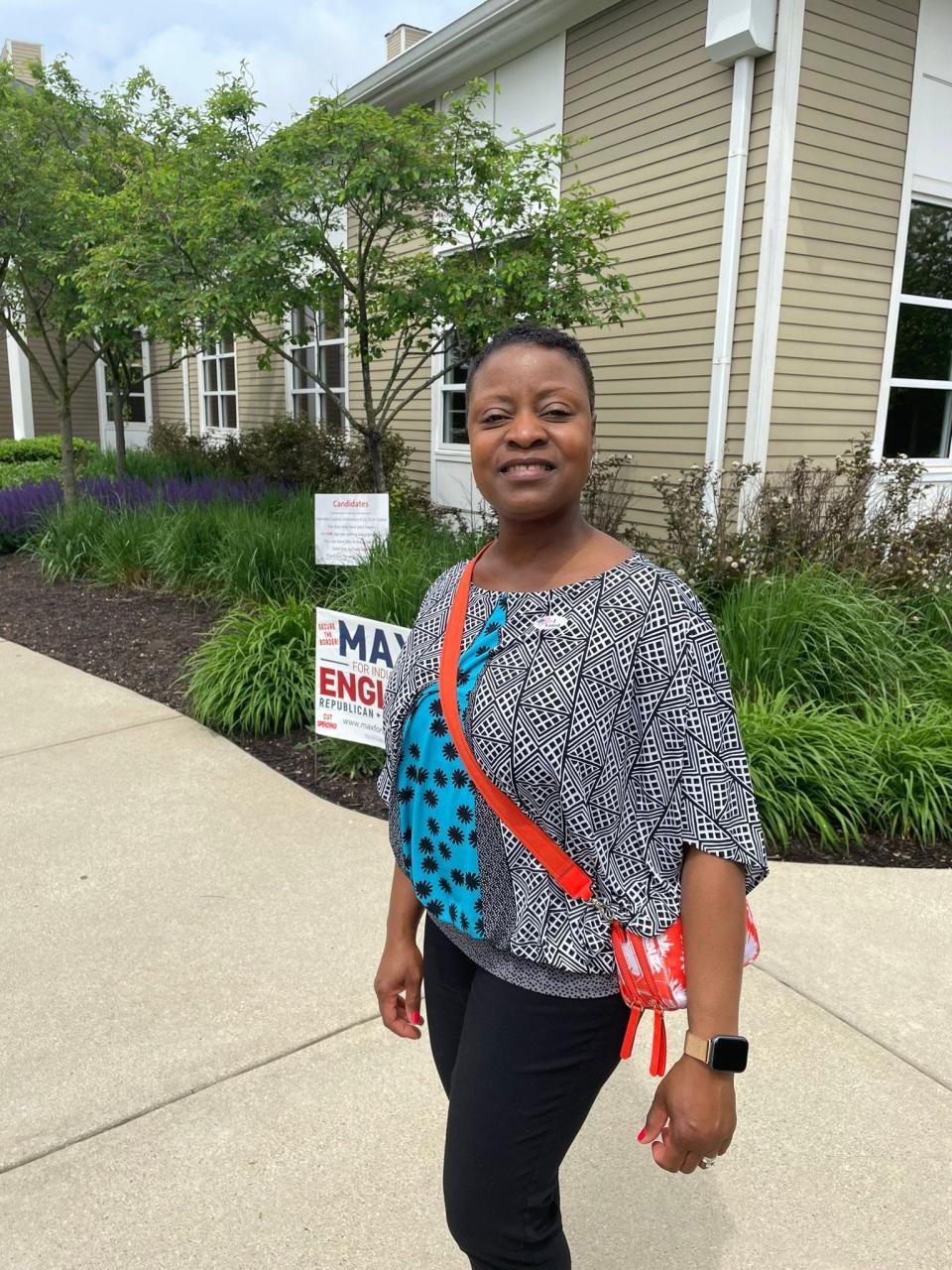 Monica Shimer voted a Democratic ballot at the Delaware Township Government Center.