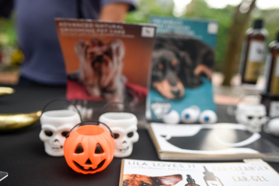 <p>Some of the props and products at Howlloween at the Grand Copthorne Waterfront Hotel. (Photo: Bryan Huang/Yahoo Lifestyle Singapore)</p>