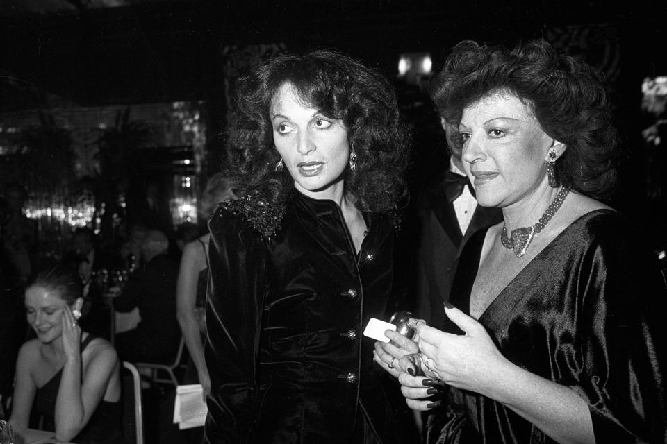 Régine Zylberberg with Diane von Furstenberg in 1979. - Credit: Sonia Moskowitz