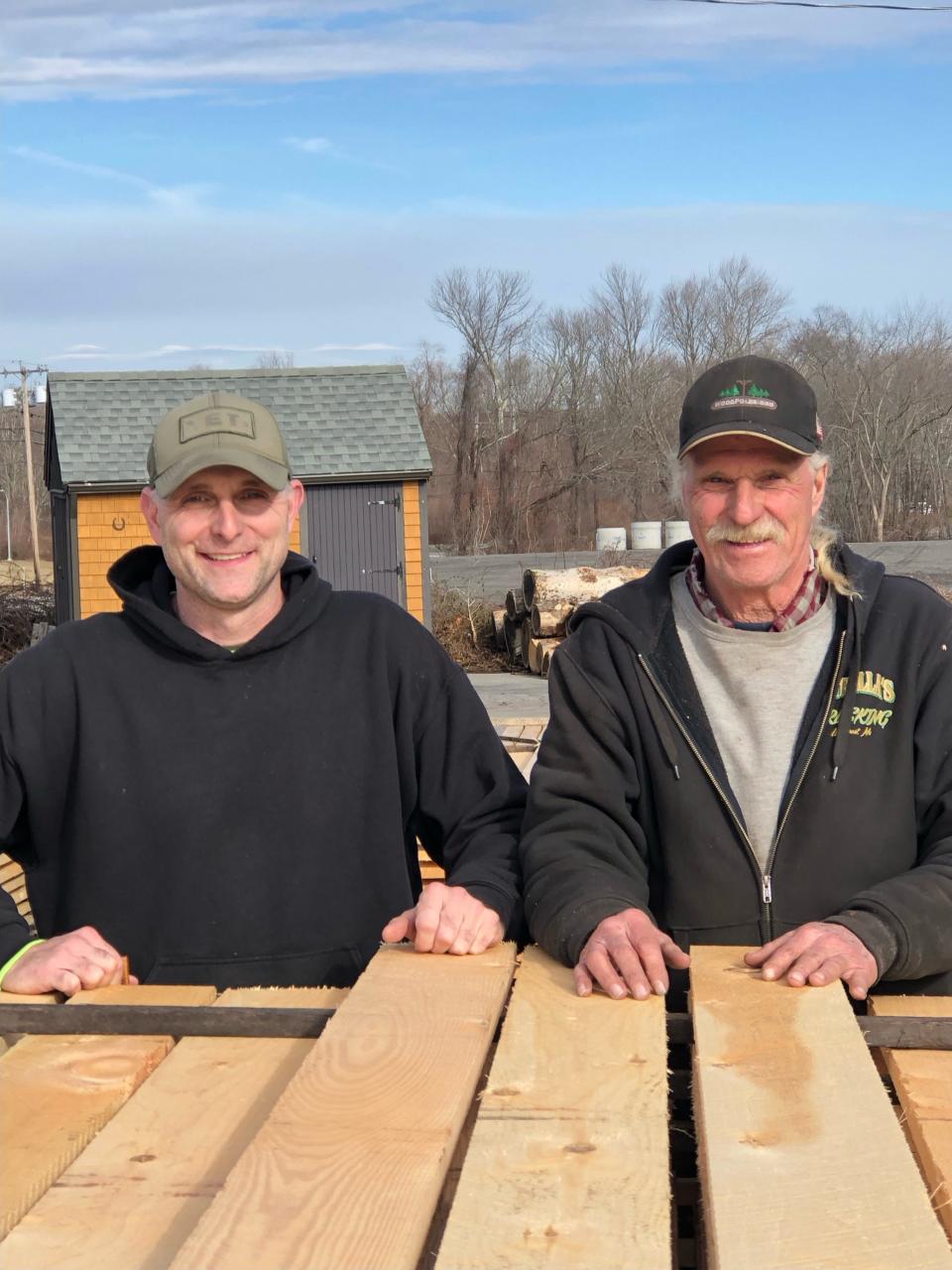 Ed Brightman Jr., left, and his dad, Ed Brightman Sr., work together in the family business. Ed Jr. runs the sawmill, which is one-half of the two-armed business that is Brigtman Lumber, 181 South Main St. The other arm is the land-clearing business, run by Ed Sr.