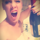 <p>Mama needs a break! “When you’re almost done pumping and you know what’s next,” the singer captioned this photo of herself simultaneously pumping breast milk and excitedly holding up a bottle of wine. The mother of two certainly has something to celebrate, as her new album, <em>Beautiful Trauma</em>, debuted at No. 1 on the Billboard chart last week. (Photo: <a rel="nofollow noopener" href="https://www.instagram.com/p/Ba22EunFYHn/?taken-by=pink" target="_blank" data-ylk="slk:Pink via Instagram;elm:context_link;itc:0;sec:content-canvas" class="link ">Pink via Instagram</a>) </p>