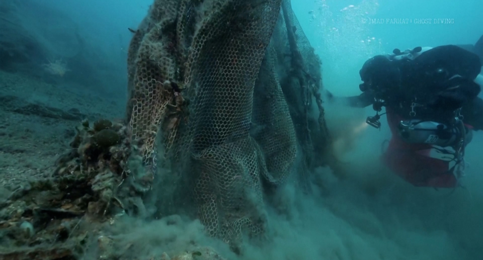 Deadly ghost nets were hauled up from the ocean floor in Greece. Source: Reuters