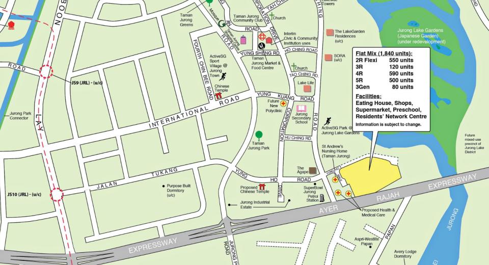 Jurong West HDB BTO Oct 2024 location, flats bounded by Yung Ho Road and the Ayer Rajah Expressway. Source: HDB