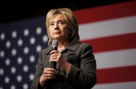 U.S. Democratic presidential candidate Hillary Clinton speaks during a campaign rally at Iowa State University in Ames, Iowa, January 12, 2016. REUTERS/Scott Morgan