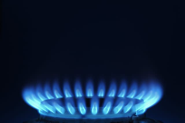 Close-Up Of The Blue Flame Of A Gas Burner