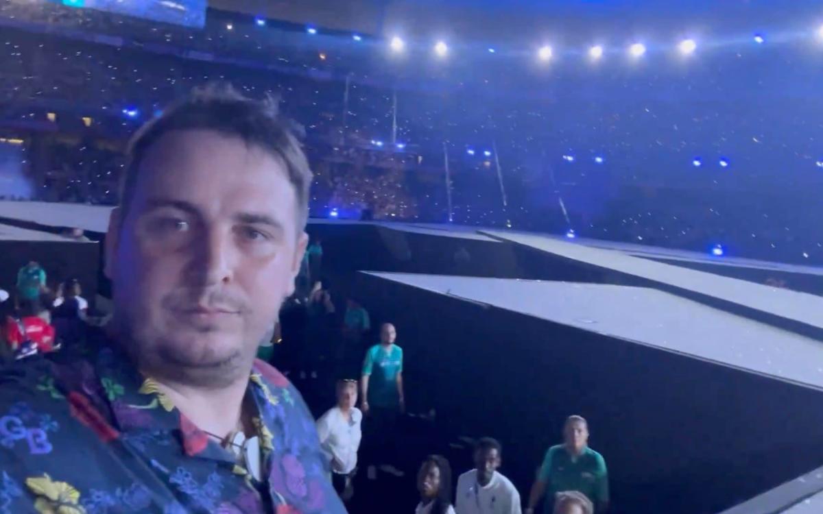 Watch: President Macron confronted by prankster who also got on Olympic closing ceremony stage