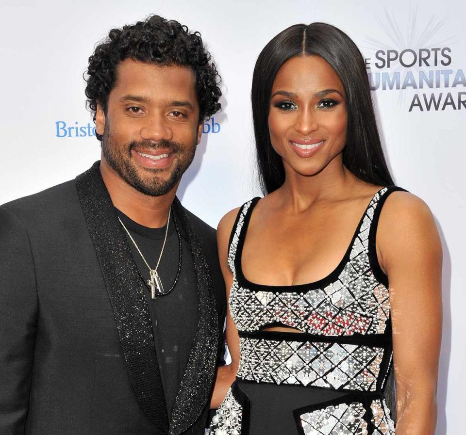 Russell Wilson and Ciara attend the 5th annual Sports Humanitarian Awards presented by ESPN at The Novo Theater at L.A. Live on July 09, 2019 in Los Angeles, California