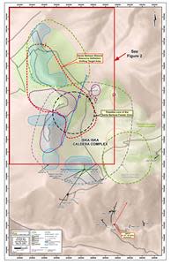 Geological Plan Map showing Major Drilling areas.  Santa Barbara drilling is shown in more detail in Figure 2.