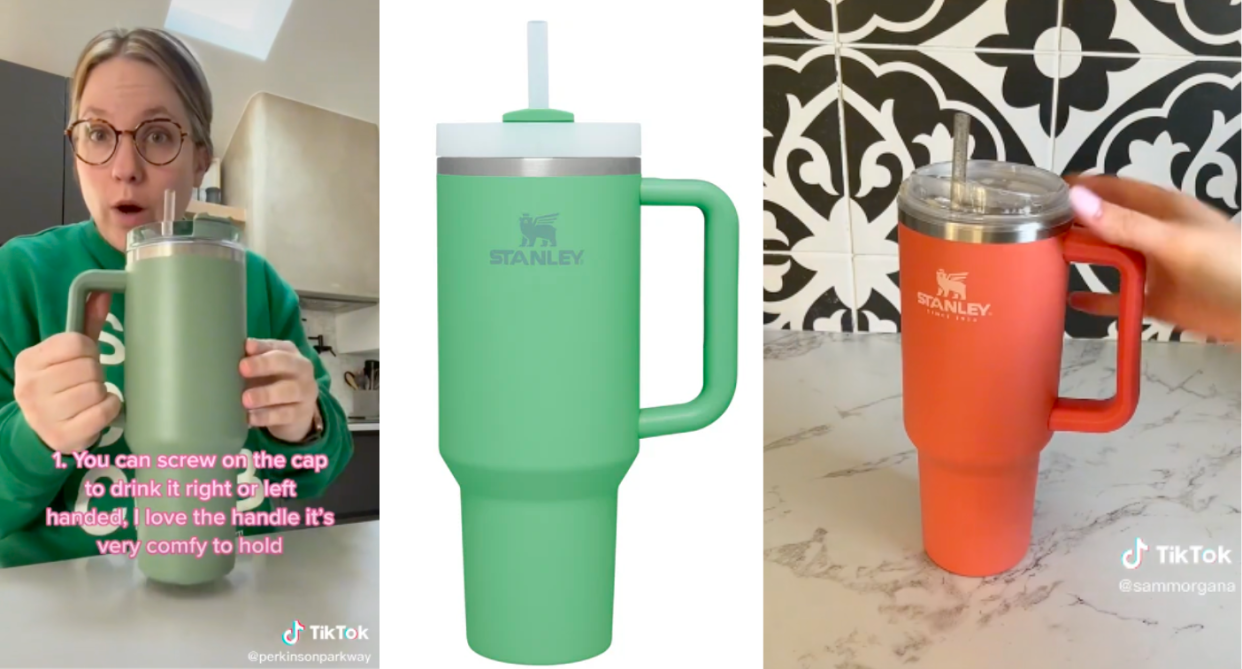 Stanley's The Quencher H2.0 Flowstate Tumbler comes in fun new colours for spring. Images via Tiktok/@perkinsonparkway, TiKtok/sammorgana.