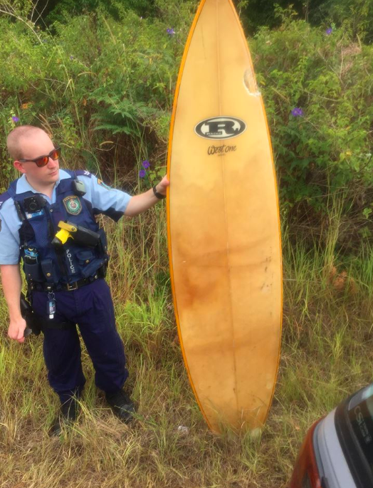 Officers took the board as police look for its owner. Source: Lara Uhl