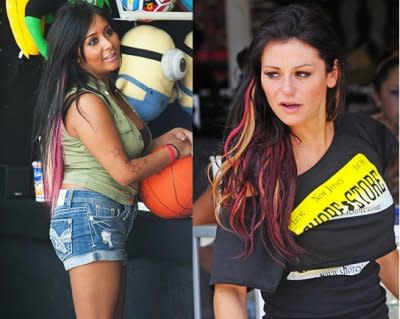 Snooki and JWOWW try out the tie-dye hair trend. Photos by Getty Images.