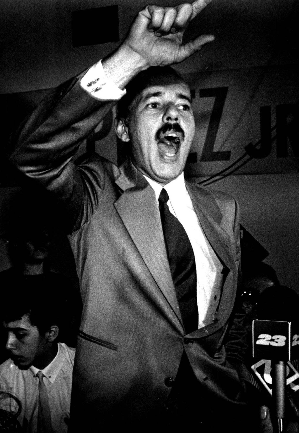 Demetrio Perez shown on Nov. 13, 1985, was defeated when he ran to keep his seat on the Miami Commission but vowed a return.