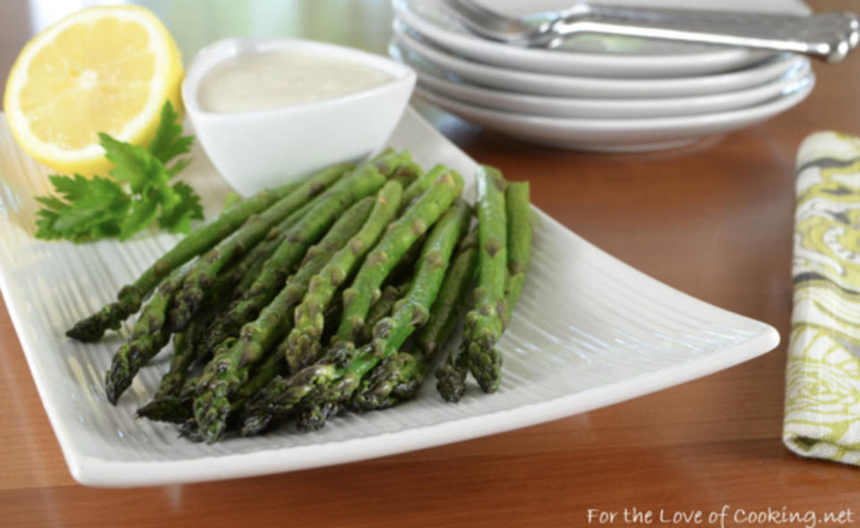 <p>For the Love of Cooking</p><p>This classic side goes well with roasted chicken and grilled salmon alike. </p><p><strong>Get the recipe: </strong><a href="http://www.fortheloveofcooking.net/2017/05/asparagus-spears-with-lemon-garlic-aioli.html" rel="nofollow noopener" target="_blank" data-ylk="slk:Asparagus Spears with Lemon-Garlic Aioli;elm:context_link;itc:0;sec:content-canvas" class="link "><strong>Asparagus Spears with Lemon-Garlic Aioli</strong></a></p>