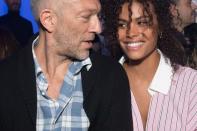 <p>Vincent Cassel et Tina Kunakey au défilé Alexandre Vauthier à Paris en janvier 2018</p>