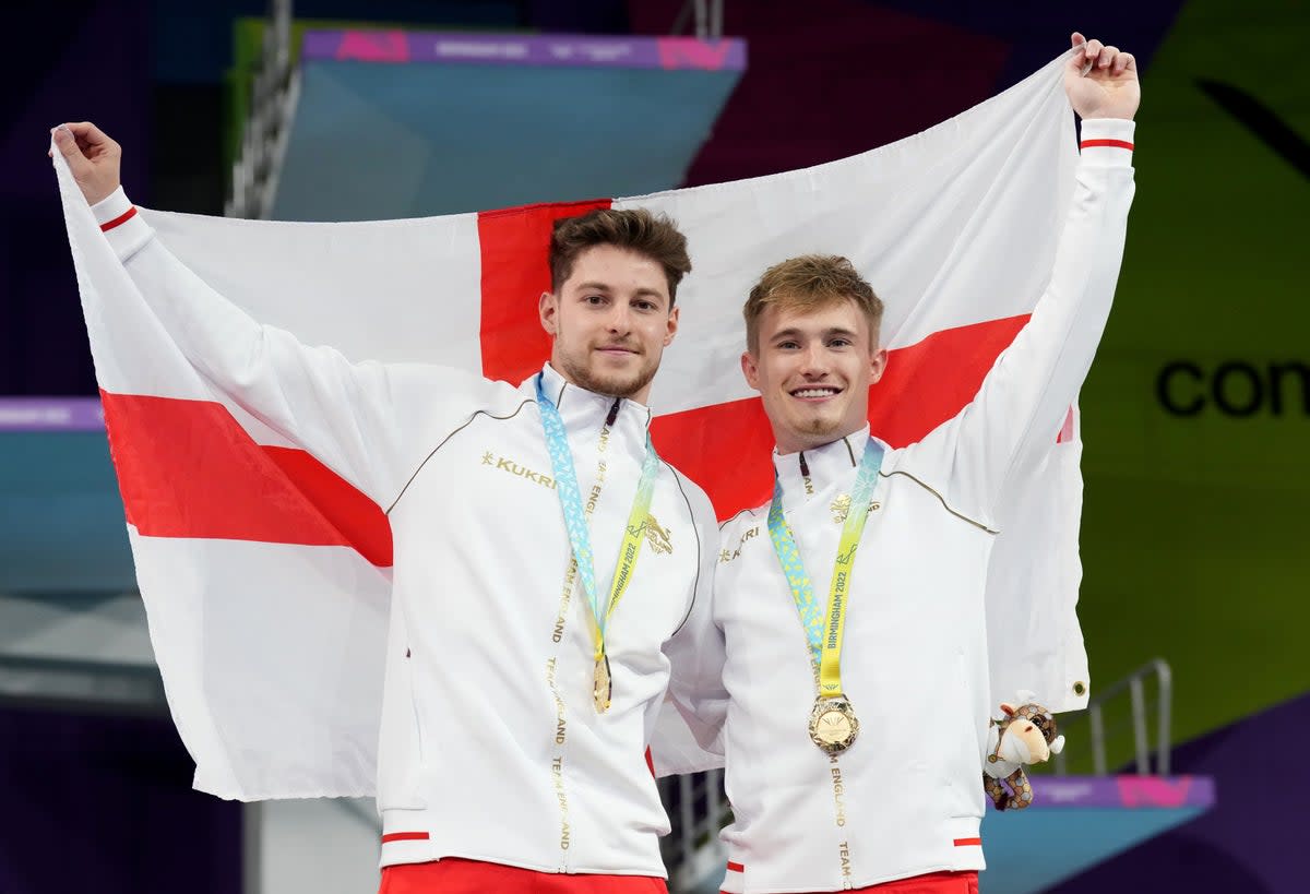 England’s Anthony Harding and Jack Laugher sealed gold in the synchronised 3m springboard final (Tim Goode/PA) (PA Wire)