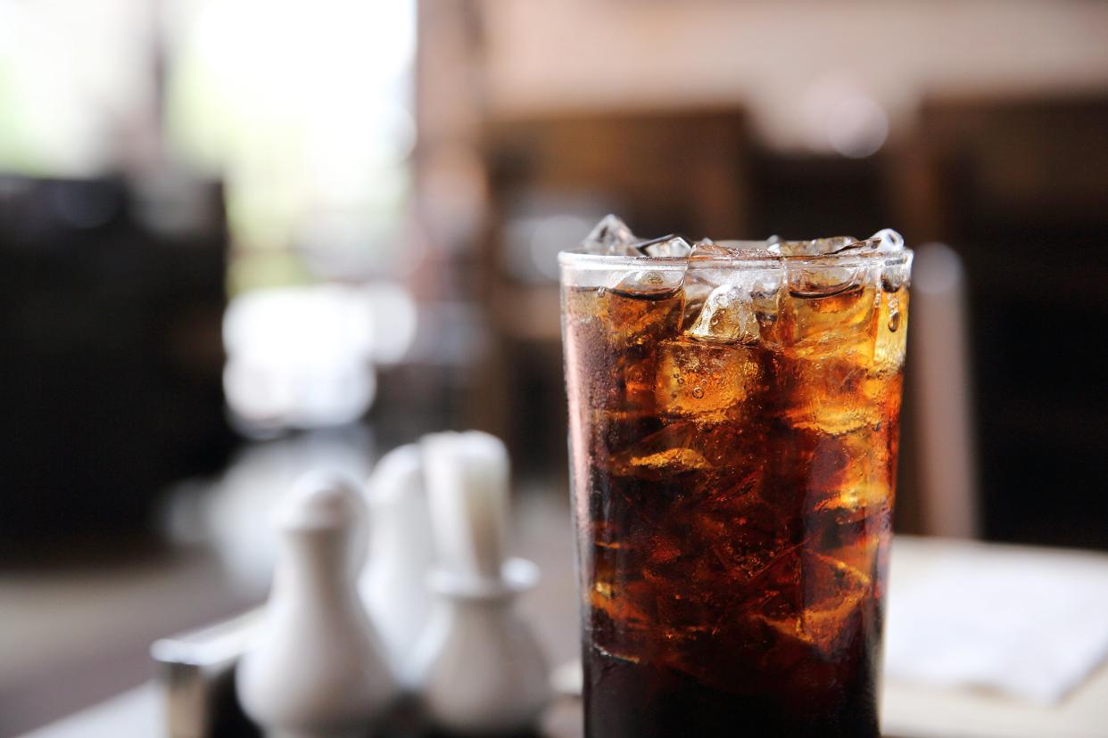 glass of cola at a restaurant