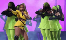 Jennifer Lopez performs at "Vax Live: The Concert to Reunite the World" on Sunday, May 2, 2021, at SoFi Stadium in Inglewood, Calif. (Photo by Jordan Strauss/Invision/AP)