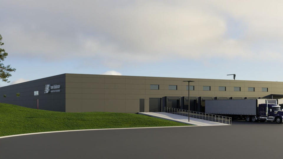 A rendering of the $70 million factory New Balance is building in Londonderry, N.H.