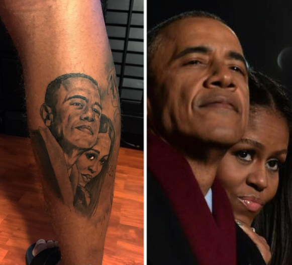 Rishard Matthews got a new tattoo, a portrait of Barack and Michelle Obama. (Matthews Instagram)