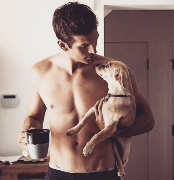 Hot men with coffee