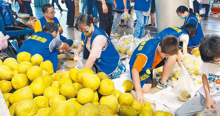 富豪居企業家採購8萬5000斤台東文旦柚，免費發送旅人1人1袋，盼打響口碑名號。（圖／蕭嘉蕙攝）