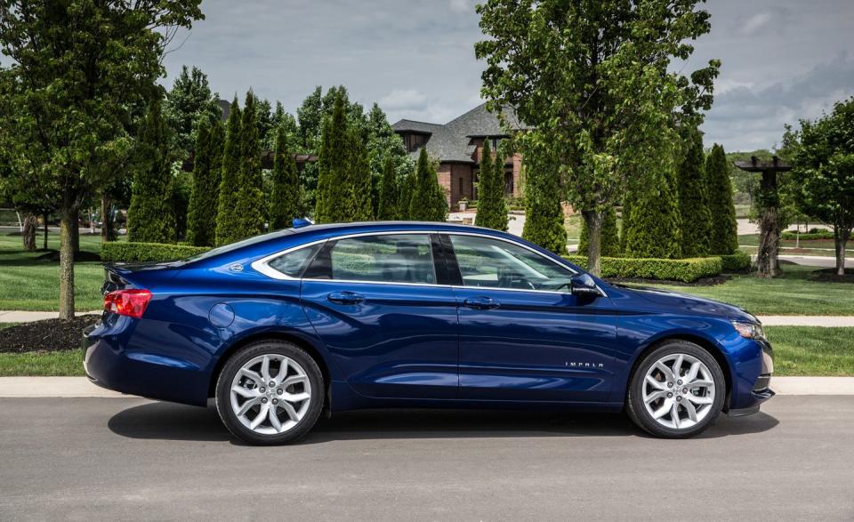 <p>This is the 10th-generation Impala, but it’s the first one that could truly be called dashing since <a rel="nofollow noopener" href="http://blog.caranddriver.com/fins-fleets-and-everything-in-between-a-brief-history-of-the-chevrolet-impala/" target="_blank" data-ylk="slk:the 1960 model;elm:context_link;itc:0;sec:content-canvas" class="link ">the 1960 model</a> went out of production. Even basic Impalas are handsome, but if you prefer a glitzier look, the top LTZ trim level is available for just over our price cap for this list. We particularly like that version in dark colors like navy or black-the better to show off the extra chrome trim. Chevy’s on a bit of a design roll; if it were on sale, <a rel="nofollow noopener" href="http://www.caranddriver.com/news/2016-chevrolet-malibu-photos-and-info-news" target="_blank" data-ylk="slk:the redesigned 2016 Malibu;elm:context_link;itc:0;sec:content-canvas" class="link ">the redesigned 2016 Malibu</a> might have made this list, too.</p>